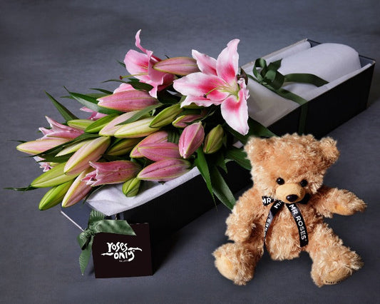 Pink Lilies & Teddy