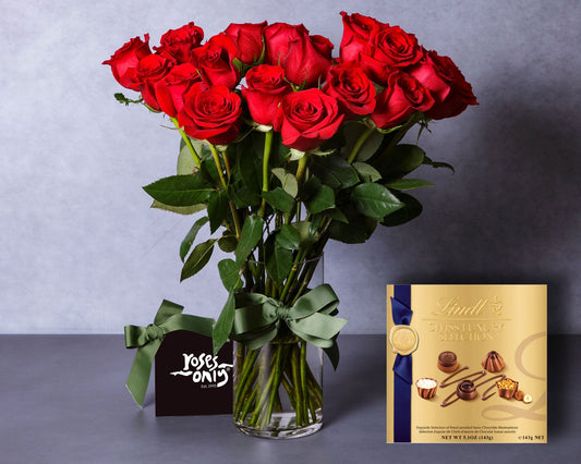 Red Roses & Swiss Luxury Chocolates