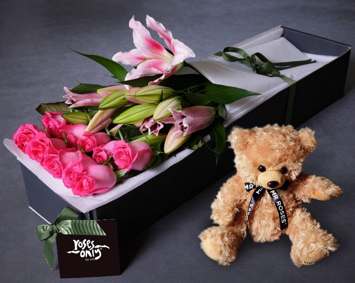 Mother's Day Flowers - Pink Oriental Lily & Pink Rose Bundles