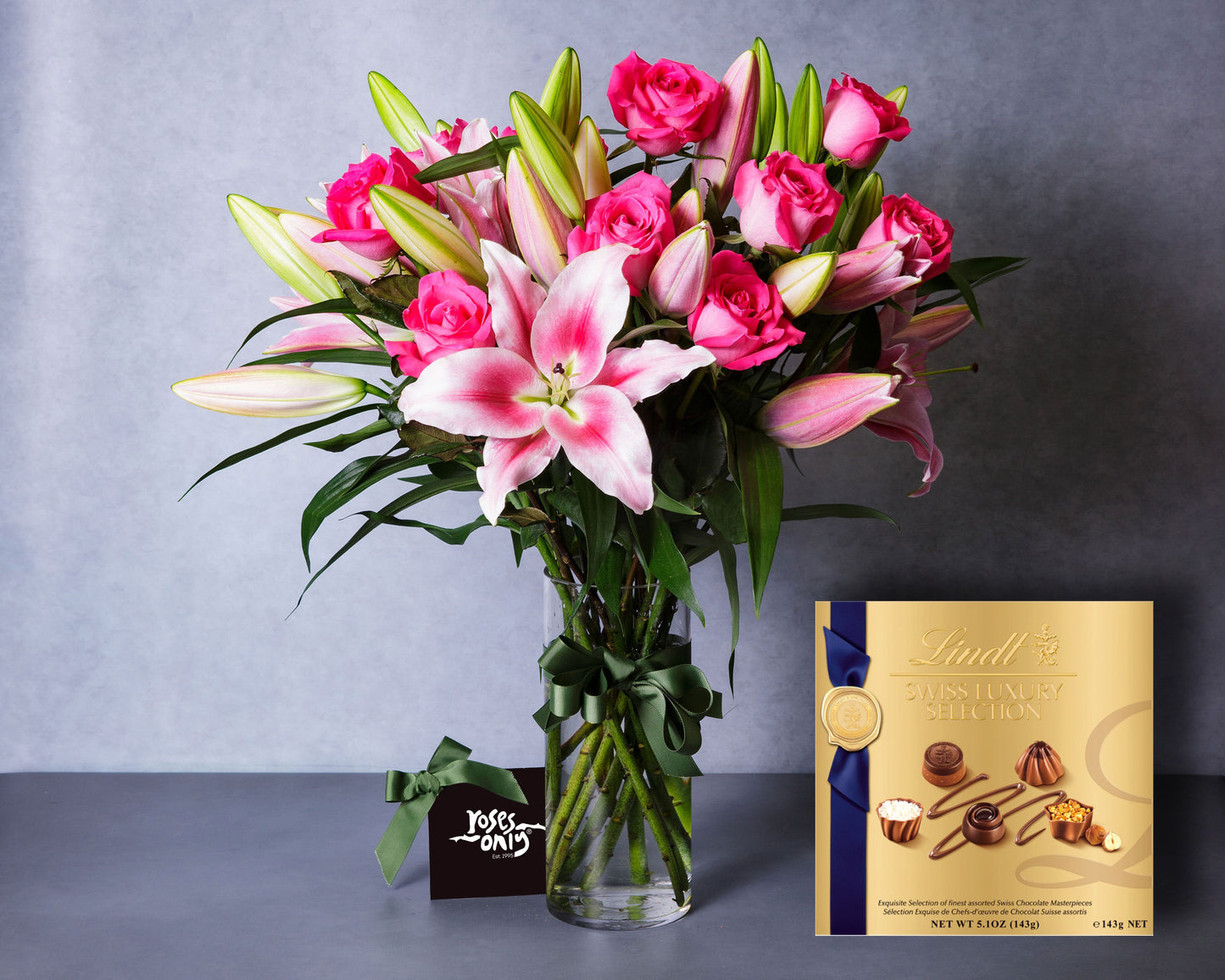 Pink Oriental Lilies, Pink Roses & Gifts