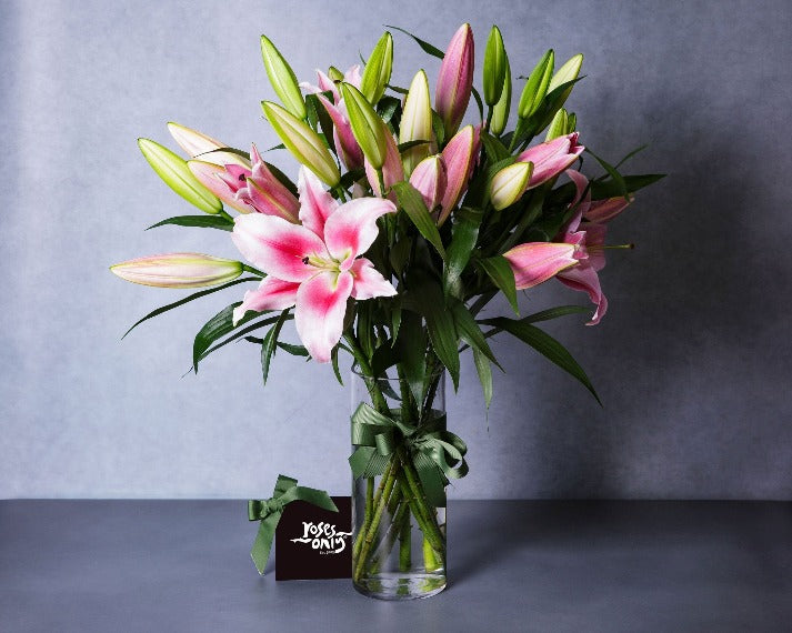 Pink Oriental Lilies Vase