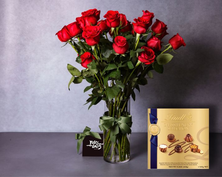 Red Roses & Swiss Luxury Chocolates