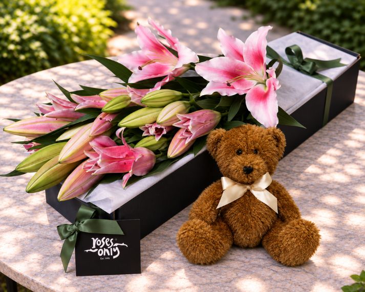 Pink Lilies & Teddy
