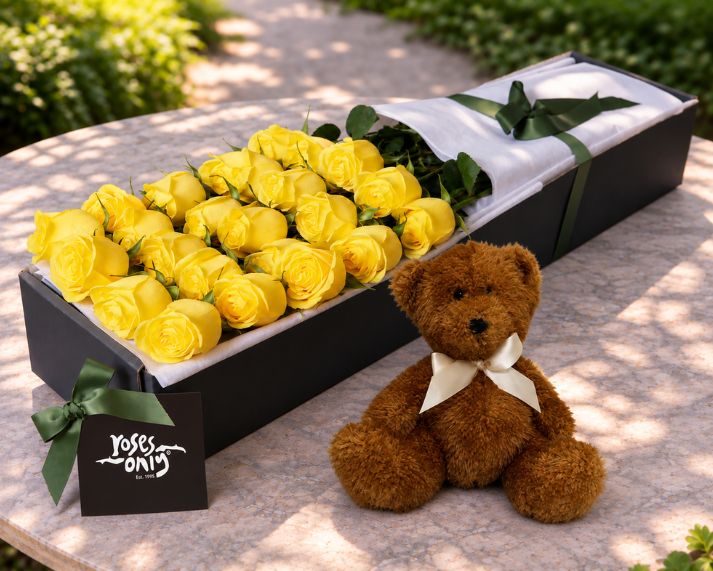 Yellow Roses & Teddy