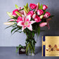 Pink Oriental Lilies, Pink Roses & Gifts