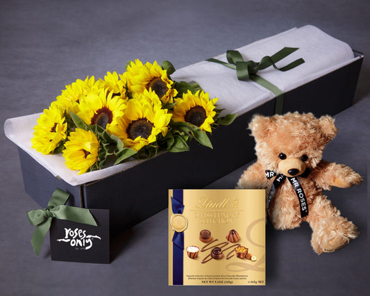 Sunflowers, Teddy & Swiss Luxury Chocolate