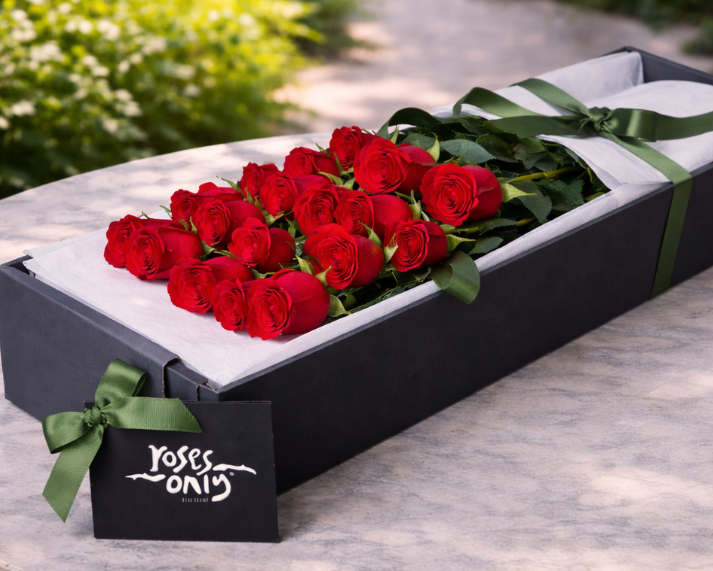 24 Red Long Stemmed Roses Box