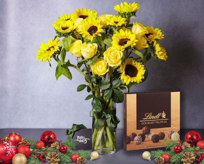 Christmas Flowers - Sunflower & Yellow Rose Bundles