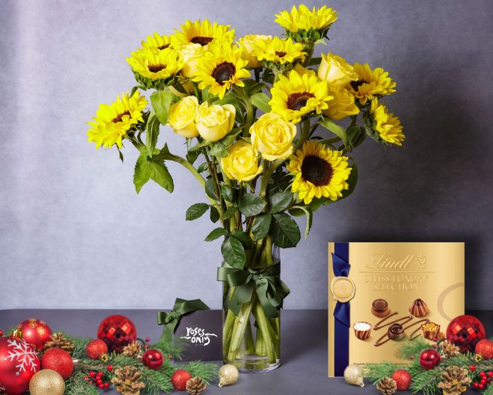 Christmas Flowers - Sunflower & Yellow Rose Bundles