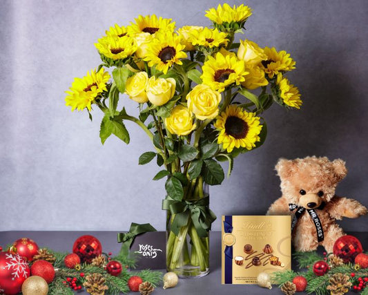 Christmas Flowers - Sunflower & Yellow Rose Bundles