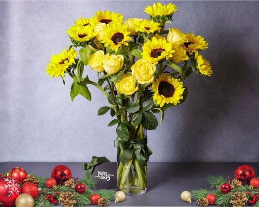 Christmas Flowers - Sunflowers & Yellow Roses