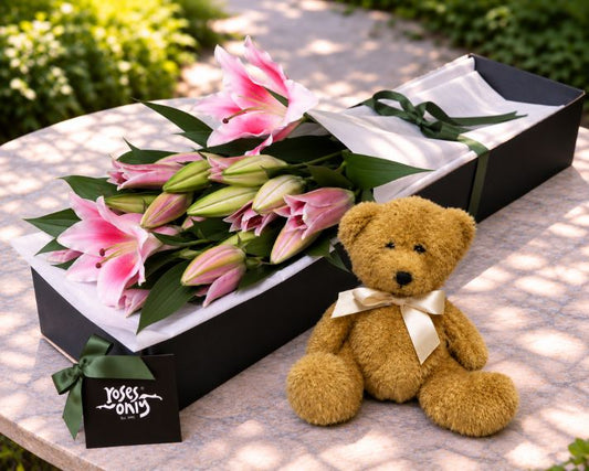 Pink Lilies & Teddy