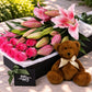 Pink Lilies, Pink Roses & Teddy