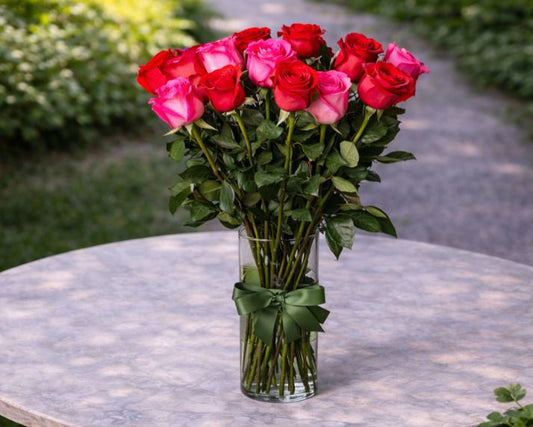 Pink & Red Roses - Long Stemmed Roses
