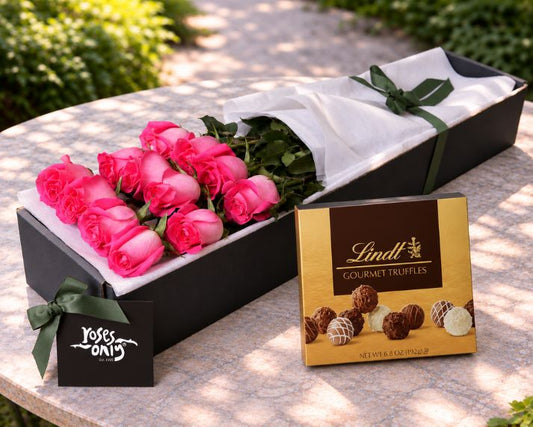 Pink Roses & Gourmet Chocolate Truffles