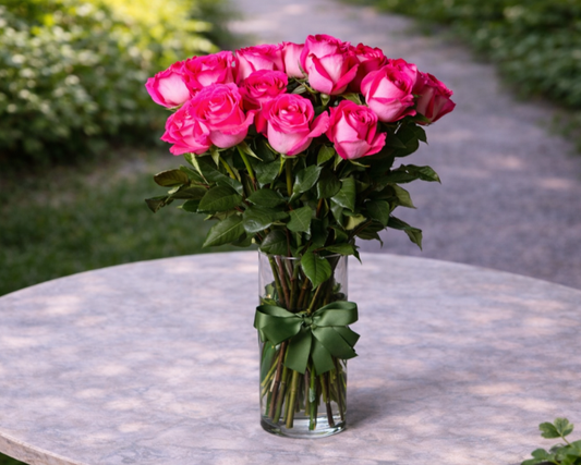 long stemmed pink roses