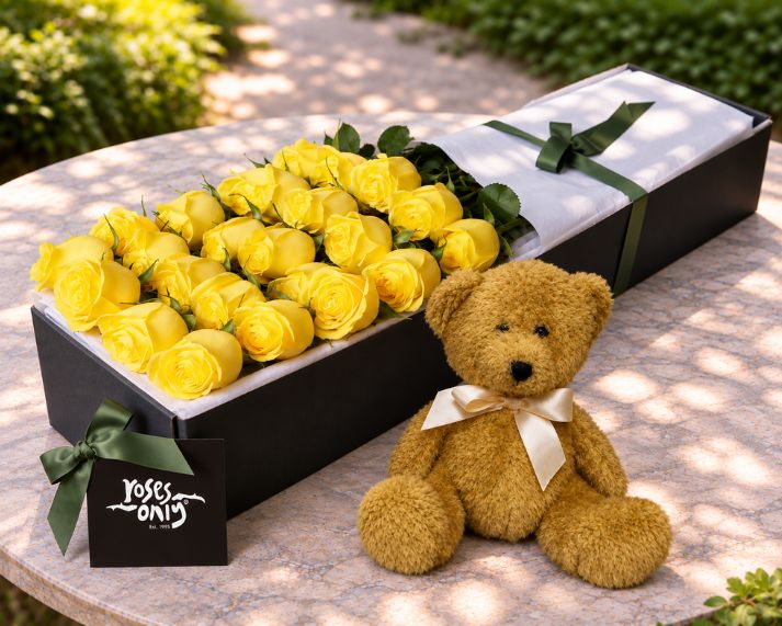 Yellow Roses & Teddy