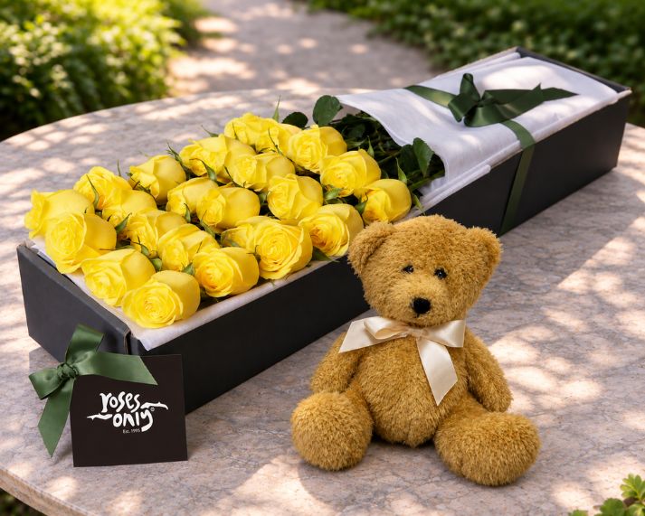 Yellow Roses & Teddy
