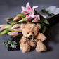 Mother's Day Flowers - Pink Oriental Lilies & Teddy Bear Gift Bundle