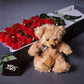 Mother's Day Flowers - Red Roses & Teddy Bear Gift Bundle