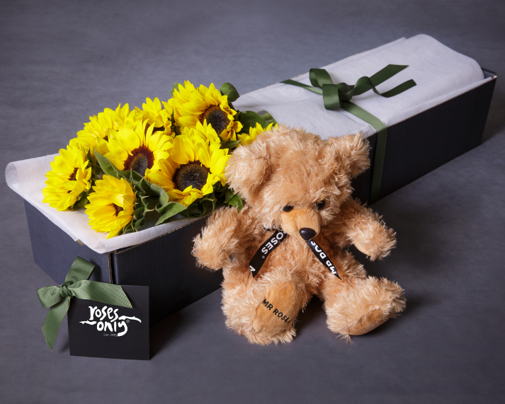 Mother's Day Flowers - Sunflowers & Teddy Bear Gift Bundle